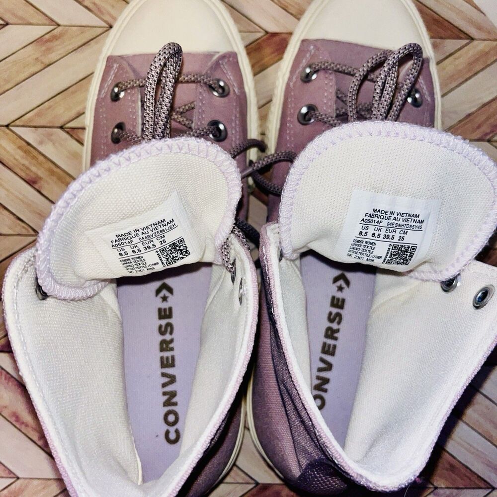 Converse Chuck Taylor All Star Lift W 8.5 Hi Top Platform Sneakers Lucid Lilac - Picture 8 of 9